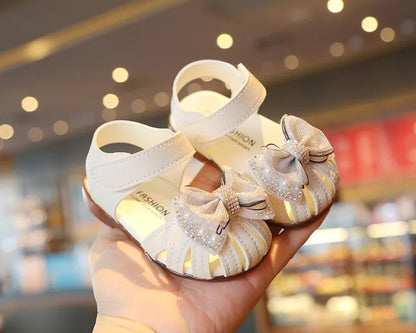 Summer Baby Girls Sandals Bowtie Fashion Pink Princess Toddler Shoes Soft Sole Baby Shoes 0-3 Years chaussure enfant fille