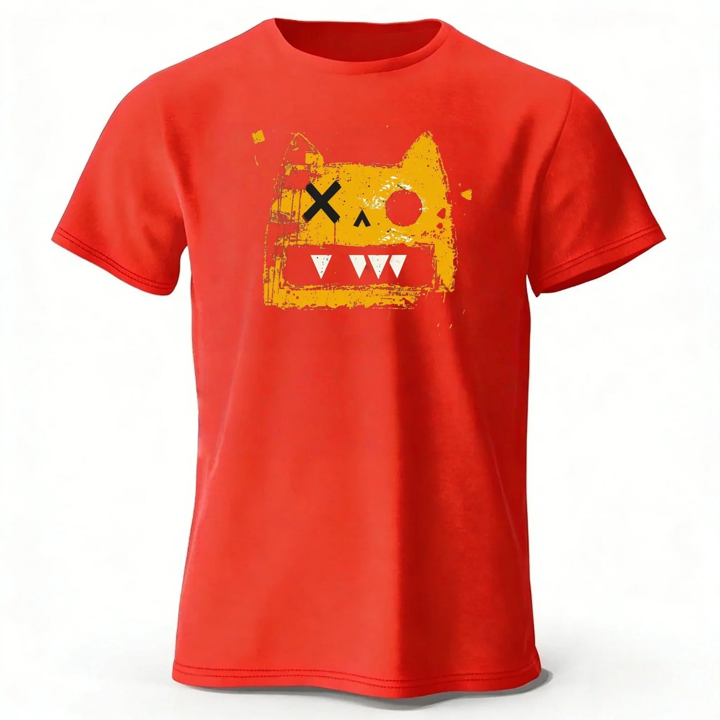 Creative Graffiti Style Cat High Quality Cotton Short Sleeve Daily Casual Men Loose Large Comfortable Breathable Sports T-shirt