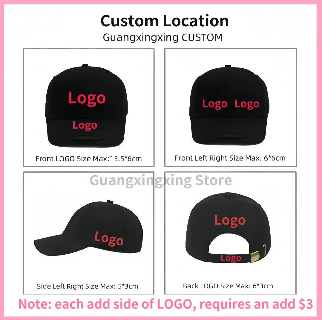 Custom embroidered logo hat Men's and women's mesh cap cotton baseball cap design DIY picture printing logo hat Summer sun hat