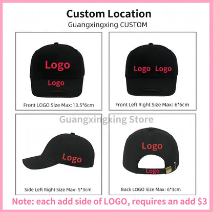 Custom embroidered logo hat Men's and women's mesh cap cotton baseball cap design DIY picture printing logo hat Summer sun hat
