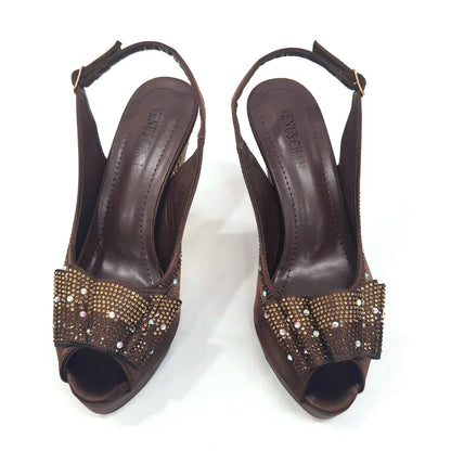 Shoes Matching Bag With Applique Mature African Ladies Super High Heels Sandals for Party Fashionable Italian Women
