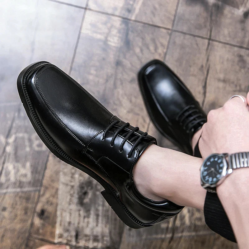 Men's Dress Shoes Classic Formal Leather Shoes For Men Square Toe Social Casual Business Shoes Man Party Wedding Leather Men