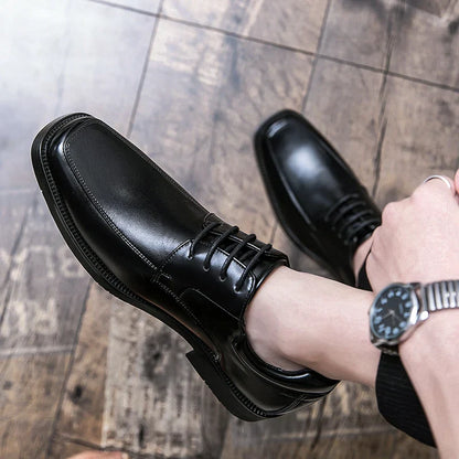 Men's Dress Shoes Classic Formal Leather Shoes For Men Square Toe Social Casual Business Shoes Man Party Wedding Leather Men