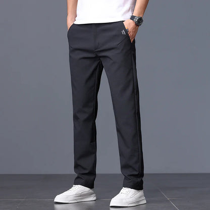 Men's Business Slim Pants Spring Thin Fashion Pocket Casual Trousers Comfortable Letter Labeling Pants Male Clothes