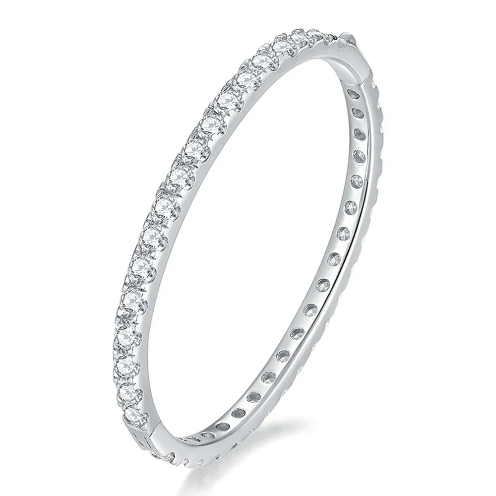 D VVS1 Full 4mm Moissanite Bangles GRA Certified s925 Sterling Sliver Plated 18k Bracelets for Women Party Gift Jewelry