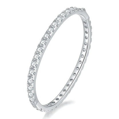 D VVS1 Full 4mm Moissanite Bangles GRA Certified s925 Sterling Sliver Plated 18k Bracelets for Women Party Gift Jewelry