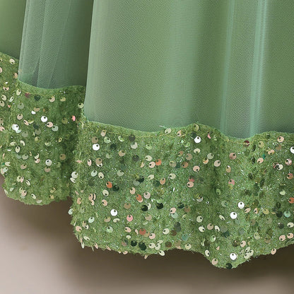 Teen Girls Luxury Big Bow Evening Gown Wedding Bridesmaid Party Dress For Girl Kids Sequin Princess Birthday Dresses Summer Wear