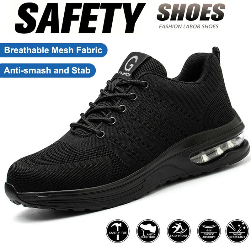 Steel Toe Shoes Safety Protective Shoes Air Cushion Work Safety Shoes Men Women Breathable Work Sneaker Anti Smash Anti-puncture