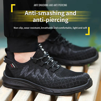 Lightweight Safety Shoes Men Steel Toe Sneakers Puncture Proof Breathable Work Safety Boots Man Comfy Construction Work Shoes