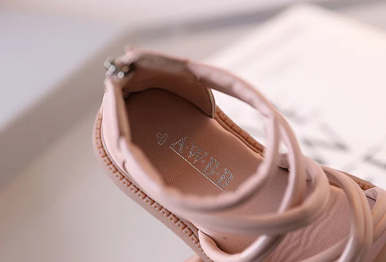 Sweet Princess Shoes for Little Girls 2026 Summer New Fashion Korean Edition High Top Roman Sandals for Girls
