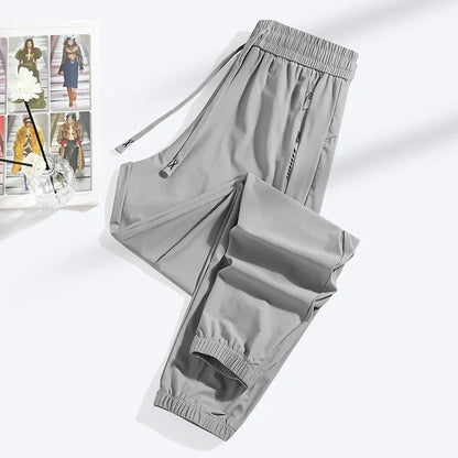 2026 Summer Ice Silk Elastic Joggers Pants for Men Women Thin Trendy Loose Sports Casual Couples Comfortable Straight Leg Tights