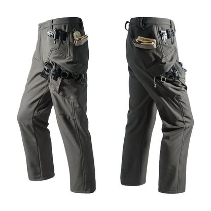 Men's City Cargo Autumn Winter Fleece Softshell Hiking Pants Fishing Climbing Trekking Casual Hunting Camping Trousers M-5XL