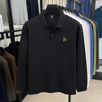 Original Brand Men's Polo Shirt 100 Cotton Lapel Dog Embroider Long Sleeve T-Shirt Autumn New Business Casual Handsome Men'swear