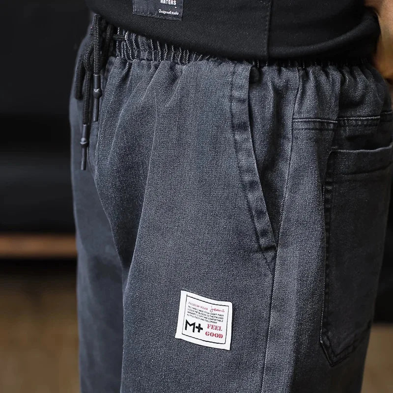 Calça Jeans Masculina Plus Size Solta Jogger Streetwear Harem Cargo Jeans Calças Jeans na Altura do Tornozelo
