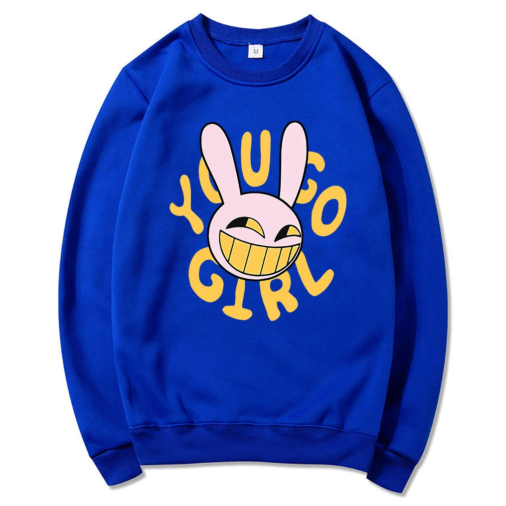 Hoodie Fashion Women Harajuku Funny Cute Rabbit Hoodie Unisex Cartoon Vintage Pullover Sweatshirt