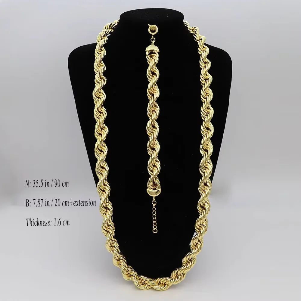 60cm 24in Punk Thick Chain Bicolor Gold-Plated Necklace For Men Women Hip Hop Luxury Copper Chain Dubai Jewelry Neck Party Gift