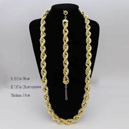 60cm 24in Punk Thick Chain Bicolor Gold-Plated Necklace For Men Women Hip Hop Luxury Copper Chain Dubai Jewelry Neck Party Gift