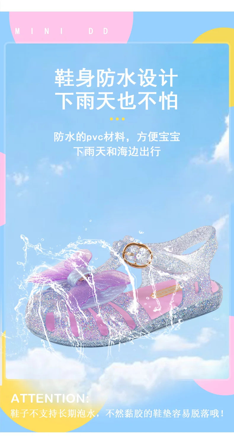 2025 Summer New Children's Sandals Fashion Mermaid Girl Princess Sandals Soft Bottom Non Slip Kid's Casual Jelly Beach Shoes
