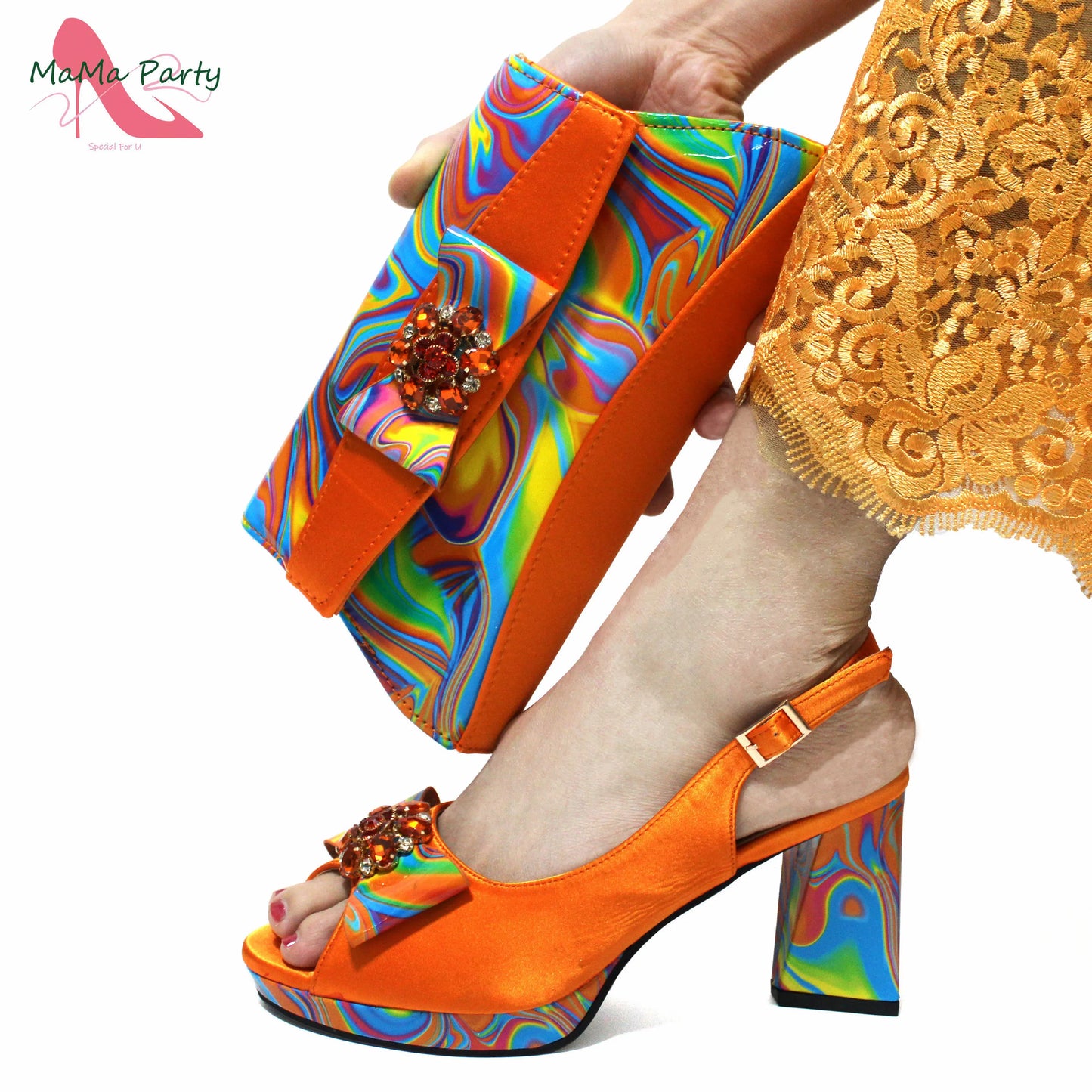 Red Color Italian Design Shoes Matching Bag Set Super High Heels Pumps for Garden Party