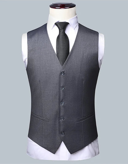 Men's Solid Color Business Suit Fashion Banquet Wedding Trend Groom Best Man Single 3/2/1