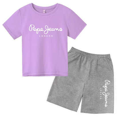 Kids Summer T-shirt Boys Girls Toddler Clothes Charming Letter Print 3-12Y Short Sleevd + Shorts Sports Brand Fashion Casual Set