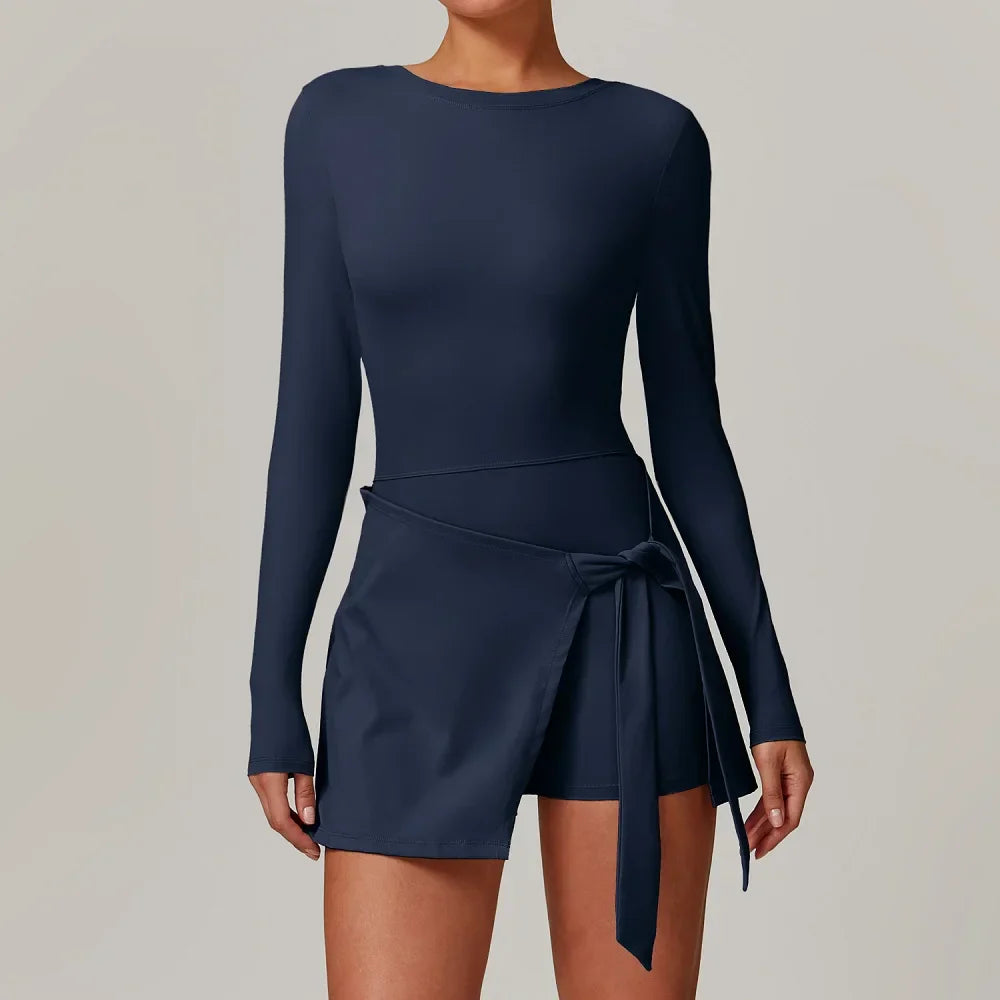 Tennis Skirts Sports Dress Golf Gym Yoga Dresses Women Girl Running Workout Long Skirt Fitness One Piece Dress