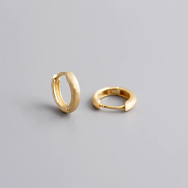 925 Sterling Silver Minimalist Matte Gothic Unisex Huggies Ear Hoop Earrings for Women Men Piercing Ear Buckle Jewelry