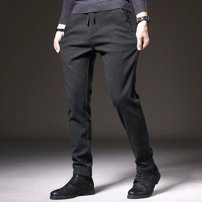 2024 New Brand Slim Casual Pants Men Spring Autumn Business Work Cotton Black Grey Blue Trousers Male Fashion Korean Clothing
