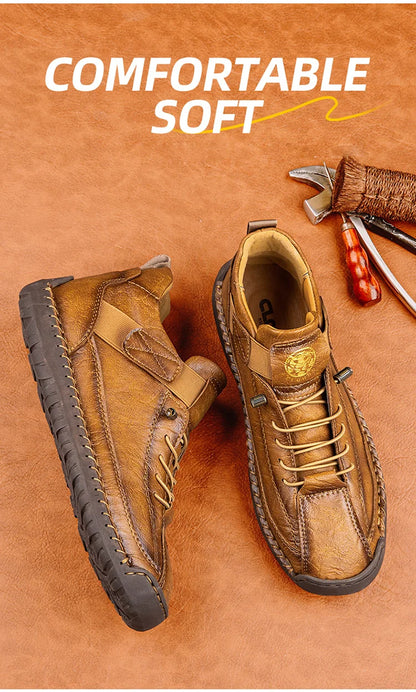 CLOHOO Botas Casuais Esportivas Masculinas Cano Alto Feitas à Mão Respiráveis para Uso ao Ar Livre com Opções de Tamanho Estendido Botas Clássicas de Tornozelo