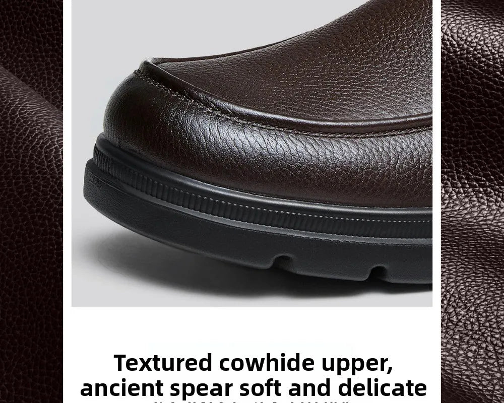 Golden Camel Men's Shoes 2026 New Business Casual Soft Sole Leather Shoes Brand Design Soft Soles Non-slip Velvet Warm Loafers