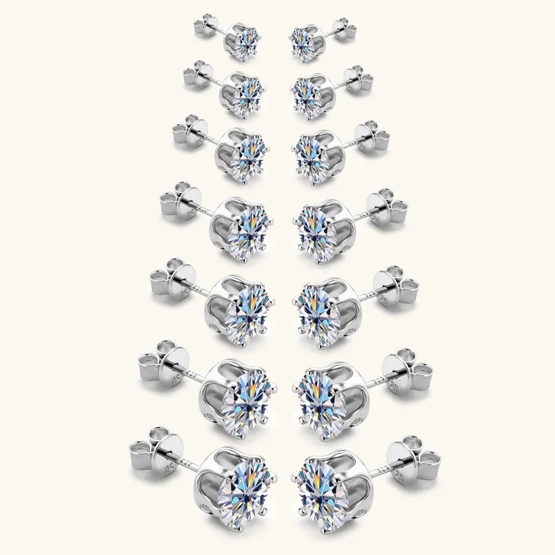 Sparkling Real 0.1-3CT D Color Moissanite Stud Earrings For Women Girls S925 Silver Plated 18K Diamond Earring Ear Studs