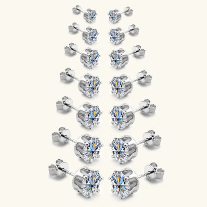 Sparkling Real 0.1-3CT D Color Moissanite Stud Earrings For Women Girls S925 Silver Plated 18K Diamond Earring Ear Studs