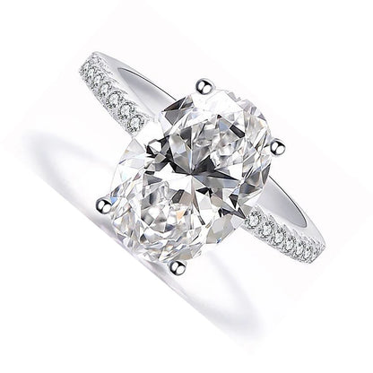 Oval Cut Full Moissanite Engagement Ring for Women  S925 Silver1/2/3/4Carat Hidden Halo Diamond Wedding Rings with Certificates