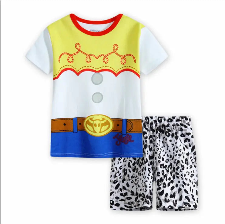 Summer Children's Printed Pajama Set Boys AndGirls Short Sleeved Cotton T-shirt Shorts 2 PiecesCartoPajamasChildren's CasualWear