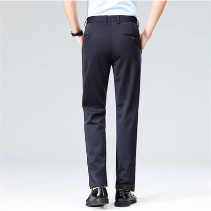Men's Straight Suit Pants Solid Color Smart Casual Office Trousers Men Spring Autumn Fashion Formal Full Length Suit Pant Man