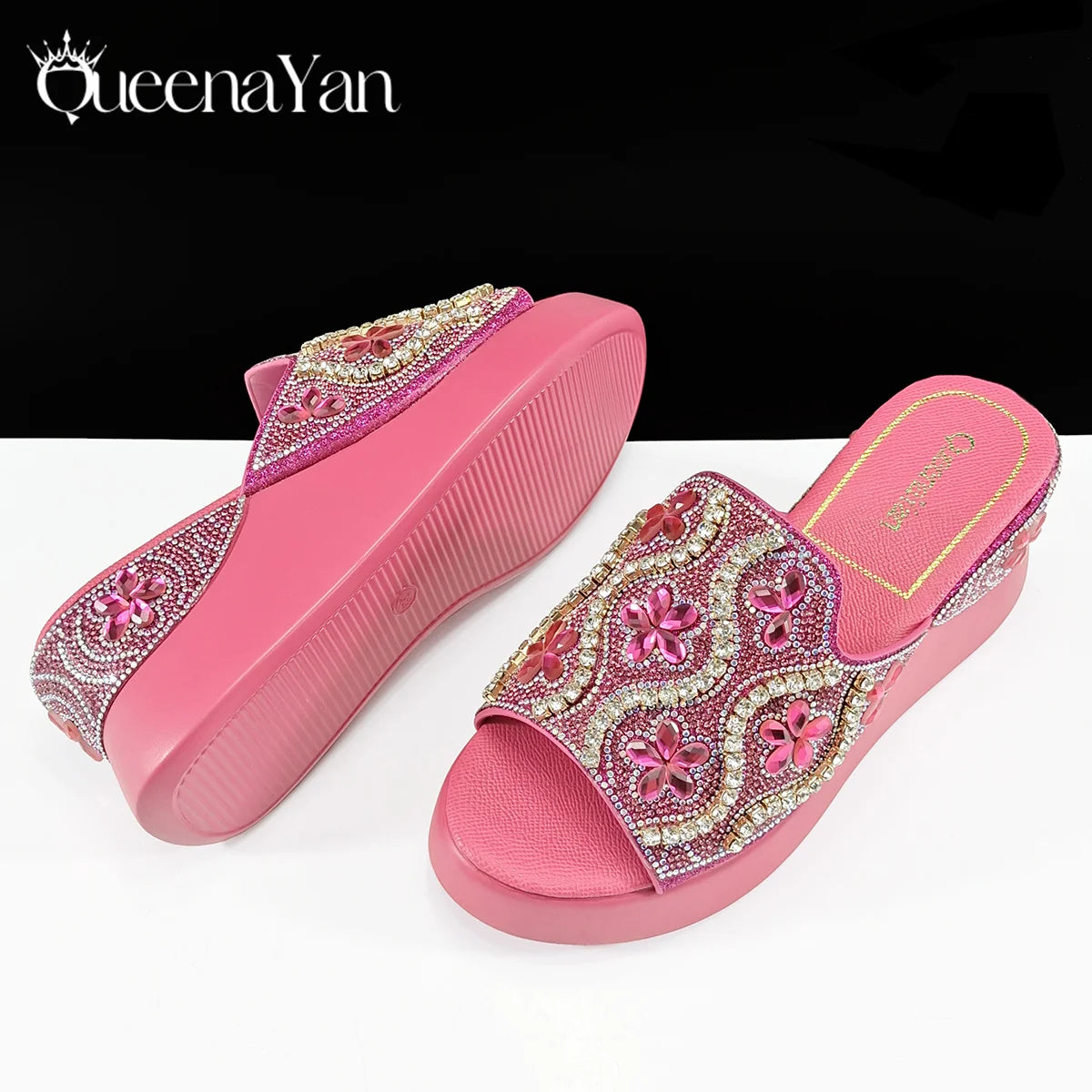 Popularity Open Toe Luxury Fashion Women High Heels Shoes and Bags Set With Rhinestone for Wedding Party Elegant