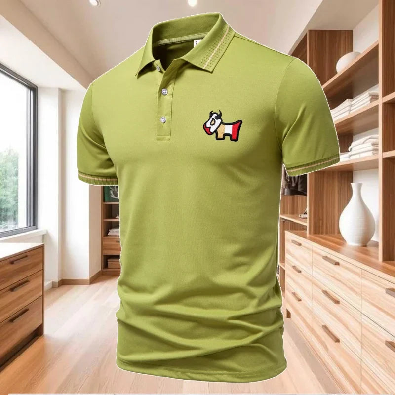 New men's T-shirt classic short sleeved polo shirt summer top casual T-shirt button collar oversized casual polo shirt