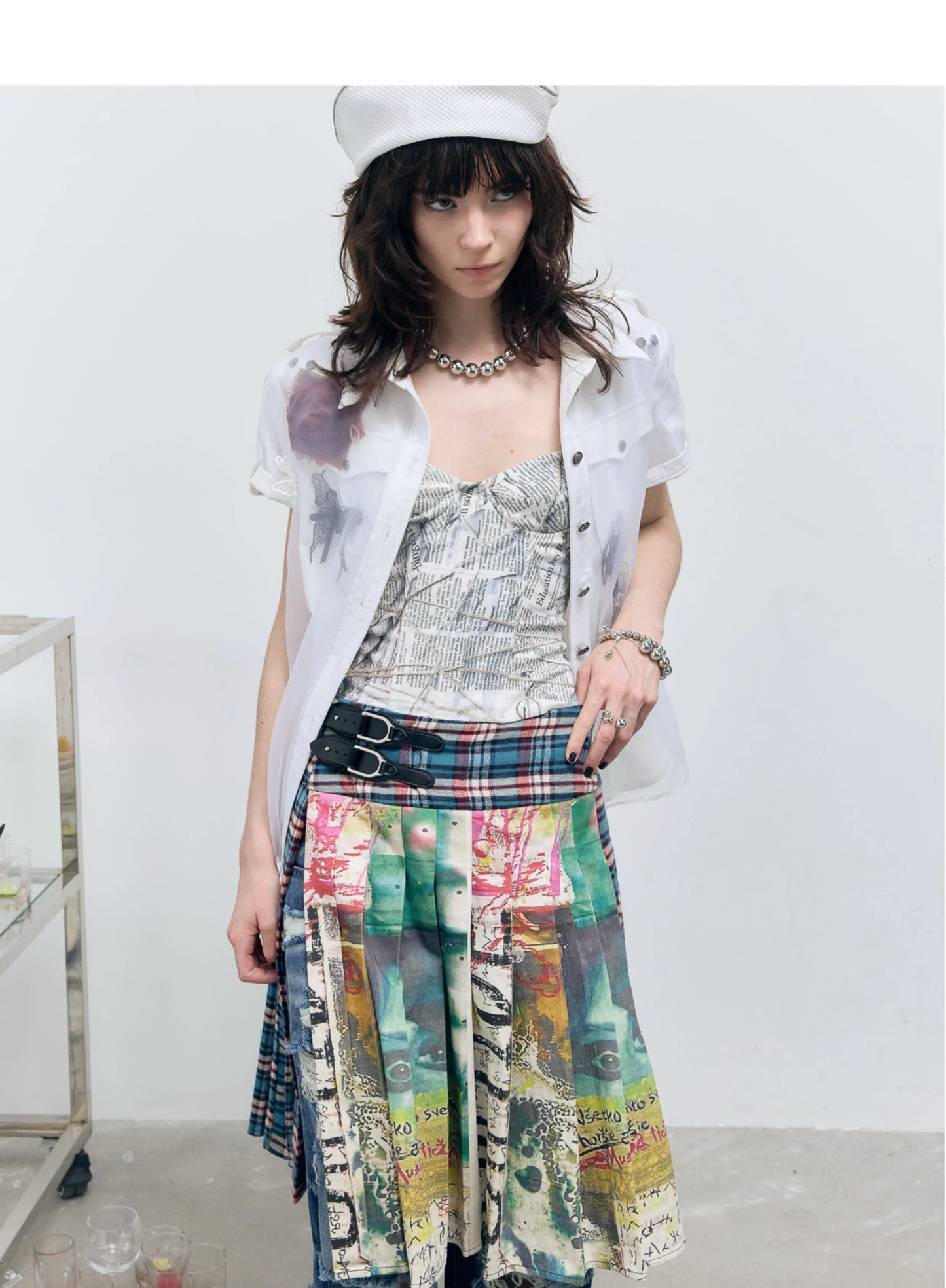 Women's Midi Skirts Tie Dye 2000s Aesthetic Harajuku Japanese Contrast Color Goblin Core American Retro High Street Design New