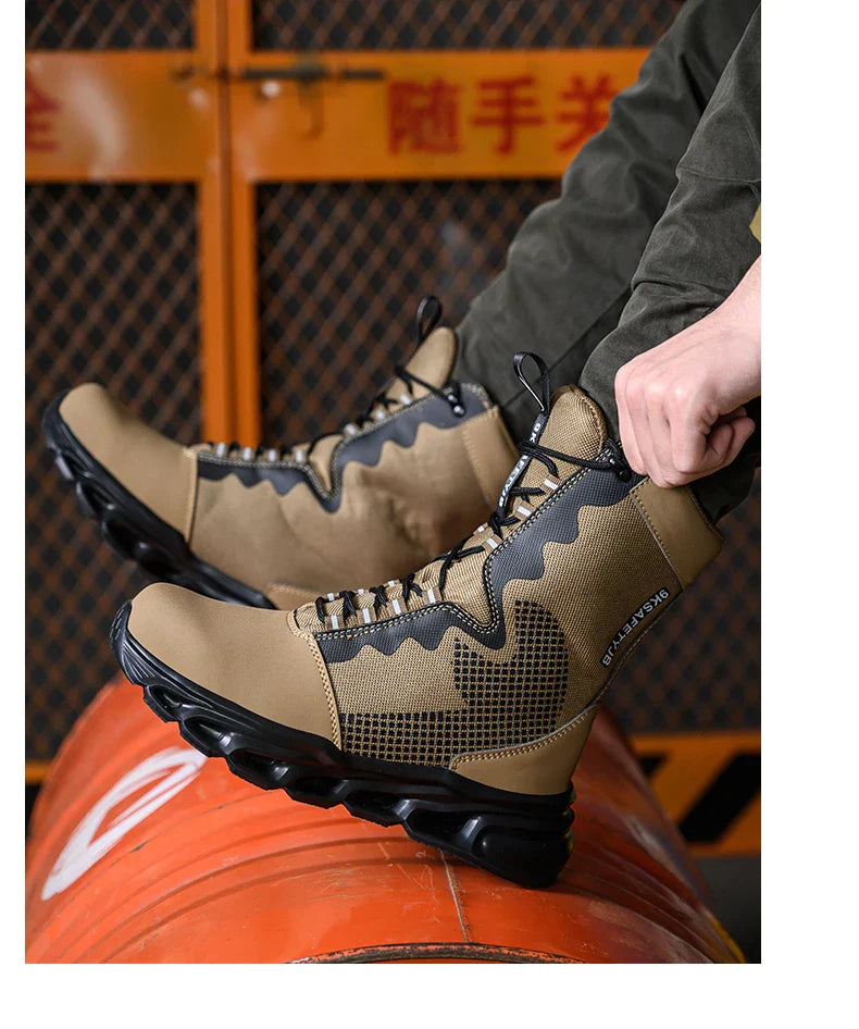 Safety Shoes Men Boots High Top Work Sneakers Steel Toe Anti-smash Puncture-Proof Work Boots Breathable Indestructible Shoes