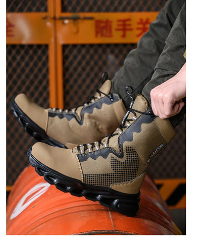 Safety Shoes Men Boots High Top Work Sneakers Steel Toe Anti-smash Puncture-Proof Work Boots Breathable Indestructible Shoes