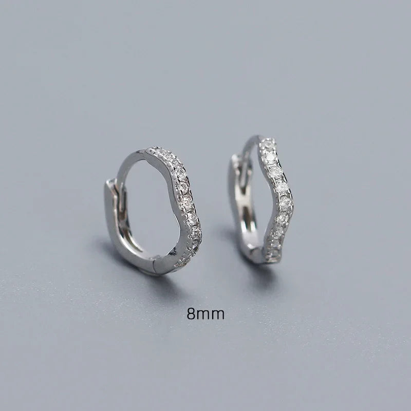 925 Sterling Silver Fashion Statement Gold Wavy Geometry Huggies Hoop Earrings for Women Bohemian Jewelry Ear Buckle Gift