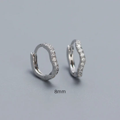 925 Sterling Silver Fashion Statement Gold Wavy Geometry Huggies Hoop Earrings for Women Bohemian Jewelry Ear Buckle Gift
