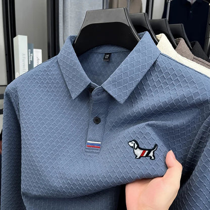 luxury men's new high quality long sleeves Polo shirt lapel embroidery jacquard brant T-shirt business fashion leisure Mens wear