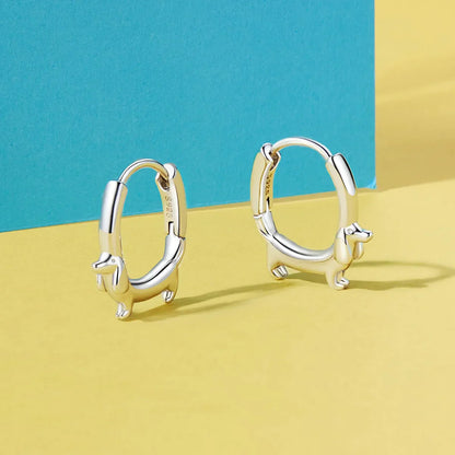 Snake Dog Cat Ear Buckles Women 925 Sterling Silver Dachshund Hoop Earrings Girl Party Birthday Gift Minimalism Jewelry