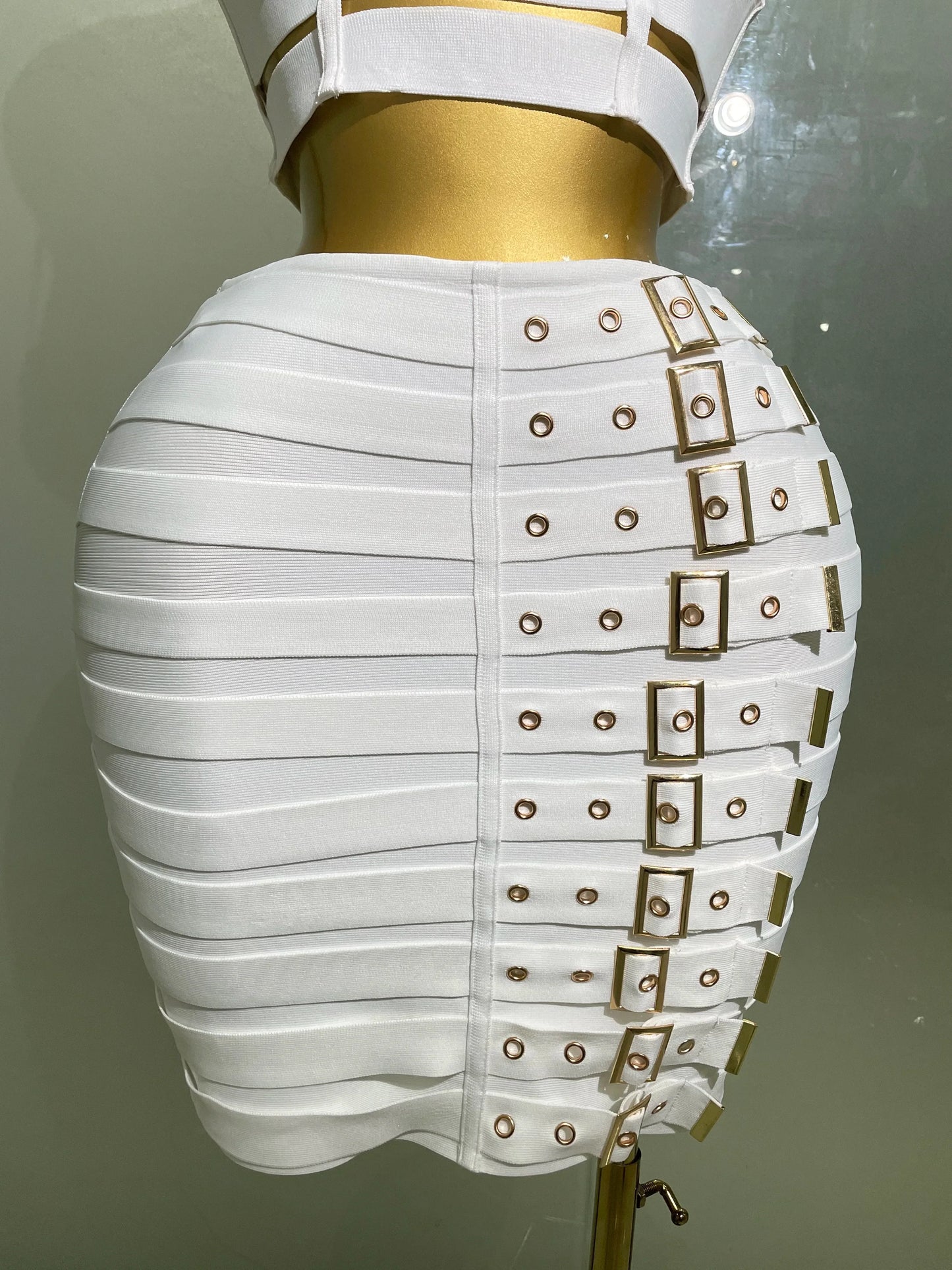 High Quality Women Sexy Bandage Tops Fashion Pencil Skirts Set Nightclub Party Celebrate Women's Set