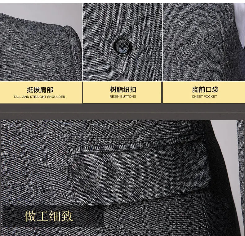 Suit  Men's Fashionable Business Banquet, Trendy Singer, Grid Host, Casual Wedding Banquet Dress, Male Star Performance Suit