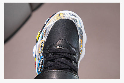 Size 26-36 Children Sports Sneakers for Girls Kid Cartoon Graffiti Pattern Casual Shoes Boys Basketball Shoe chaussures de sport