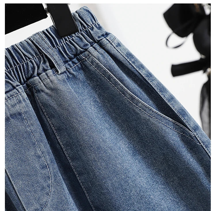 Casual Plus Size Summer Denim Shorts Women Loose Wide Leg Jeans Short Pants Femme Stretch High Waisted Harem Baggy Shorts Woman
