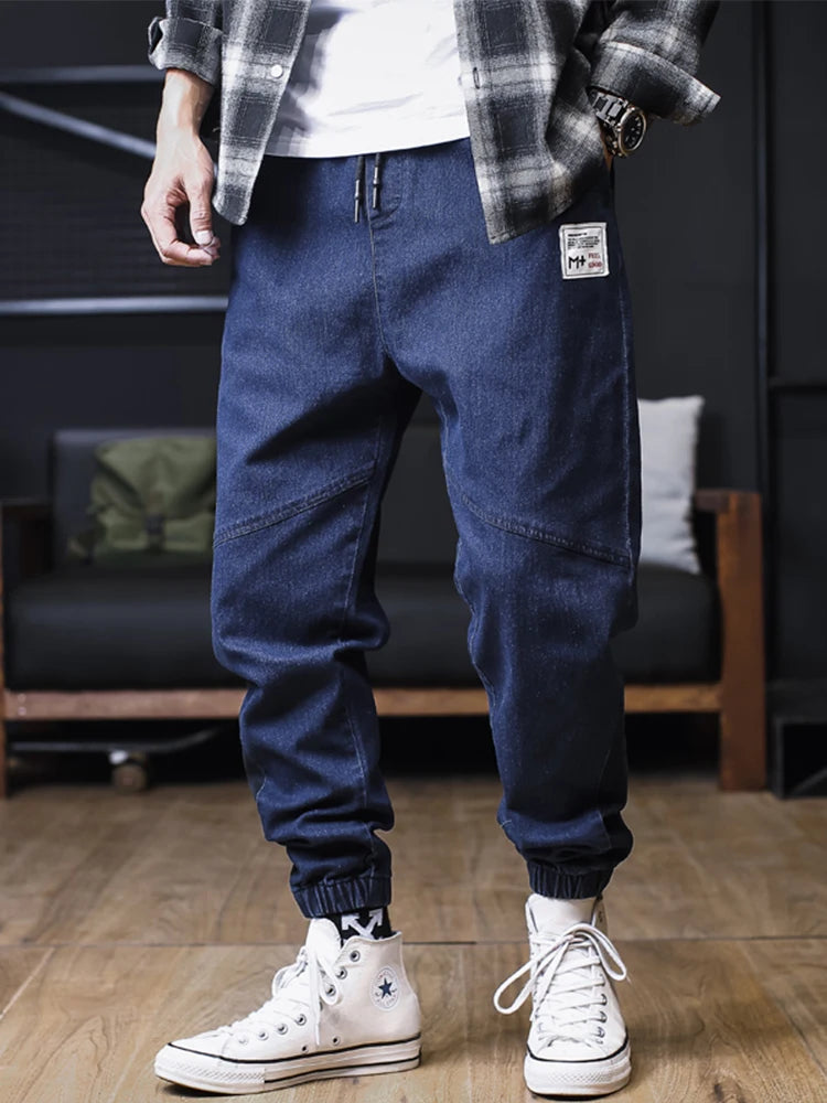 Calça Jeans Masculina Plus Size Solta Jogger Streetwear Harem Cargo Jeans Calças Jeans na Altura do Tornozelo