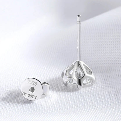 Certified 0.2-2ct D Color Moissanite Stud Earrings for Women White Gold 925 Sterling Silver Brilliant Lab Diamond Earring